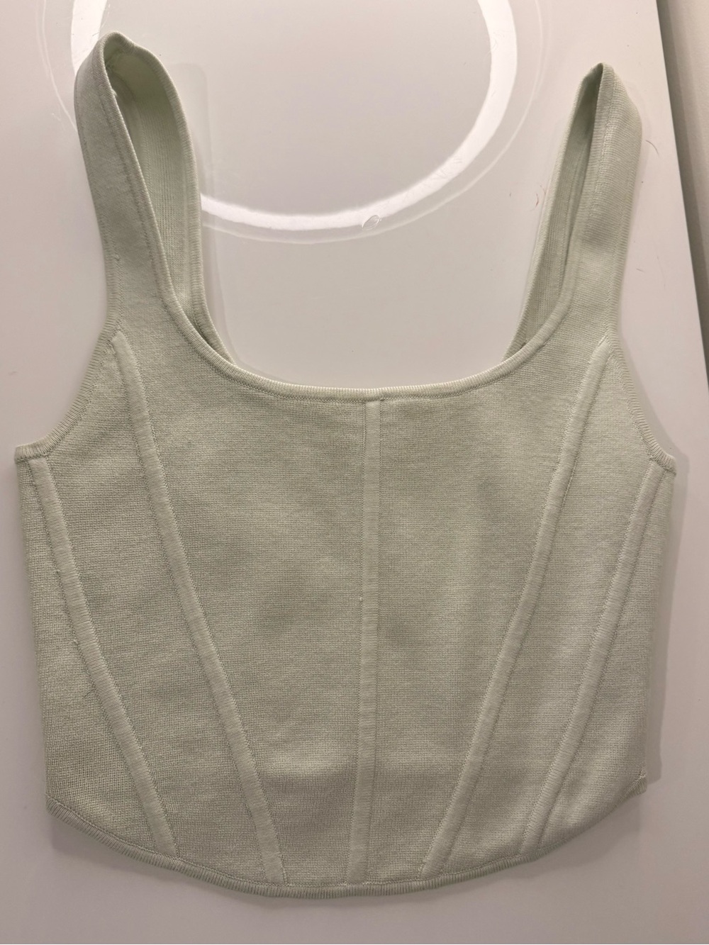 Wilfred Structured Scoop Crop Top in Light Green